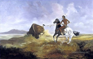 Buffalo Kill coursier indien Peinture à l'huile